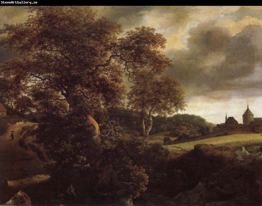 Jacob van Ruisdael Hilly Landscape with a great oak and a Grainfield